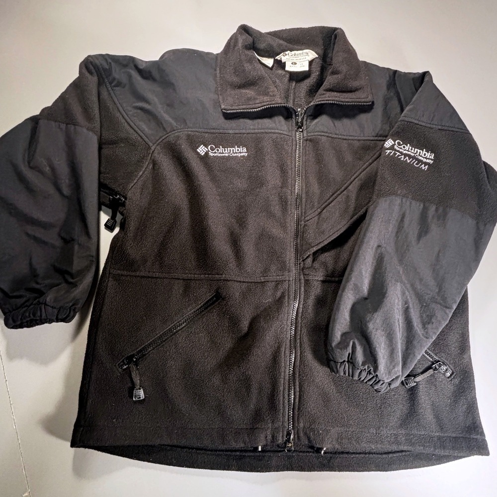 Vintage Columbia Titanium Fleece Jacket Women's L Black Full Zip Outdoor 90s